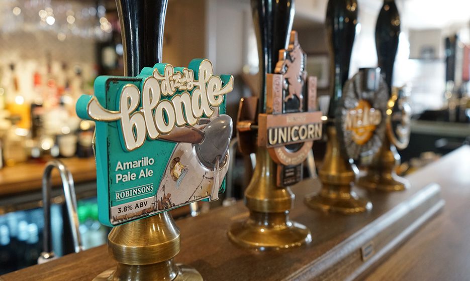 A picture of our award-winning cask ales at the [name]